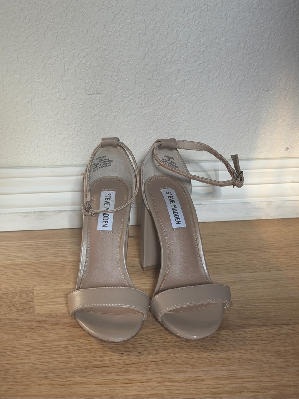 Steve Madden Beige/Taupe Block Heel Ankle-Strap Sandals